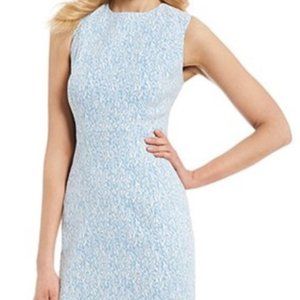 CALVIN KLEIN blue & white Jacquard Print Sleeveless Dress Size 4